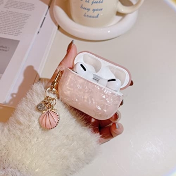 Cute Pink Marble AirPods Pro 2 Case with Keychain