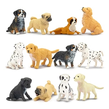 Toymany 12PCS Mini Dog Figurines Playset for Kids