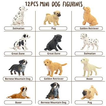 Toymany 12PCS Mini Dog Figurines Playset for Kids