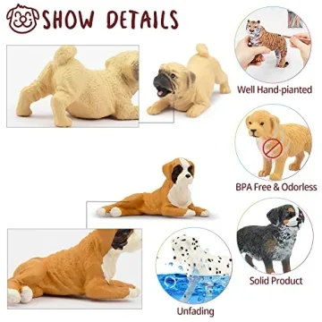 Toymany 12PCS Mini Dog Figurines Playset for Kids