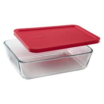 Quality Pyrex 6-Cup Glass Storage Containers with Red Lids