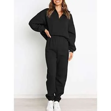 Prinbara Women 2 Piece Outfits Sweat Set 2024 Winter Oversized Sweatshirts Jogger Sweatpants Lounge ...