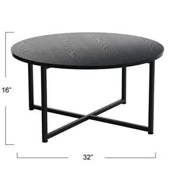 Stylish Jamestown Round Coffee Table with Oak & Metal
