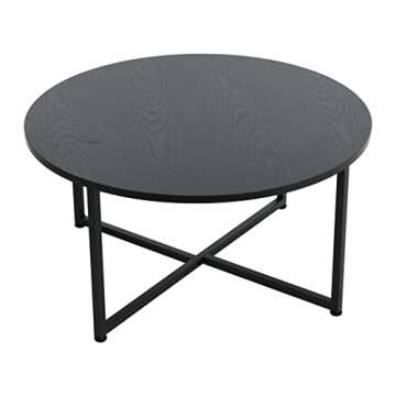 Stylish Jamestown Round Coffee Table with Oak & Metal