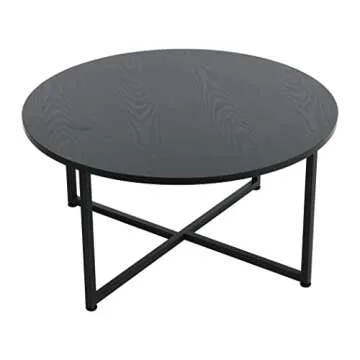 Stylish Jamestown Round Coffee Table with Oak & Metal
