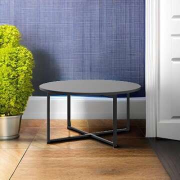 Stylish Jamestown Round Coffee Table with Oak & Metal