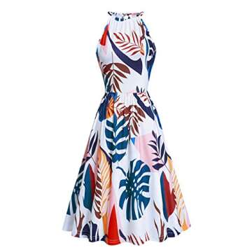 KILIG Women Sundress Halter Neck Beach Casual Summer Dresses Sleeveless with Pockets(A5-Floral,Large)