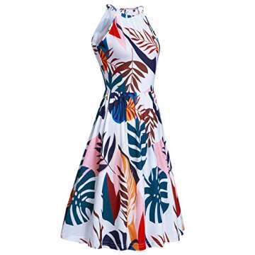 KILIG Women Sundress Halter Neck Beach Casual Summer Dresses Sleeveless with Pockets(A5-Floral,Large)