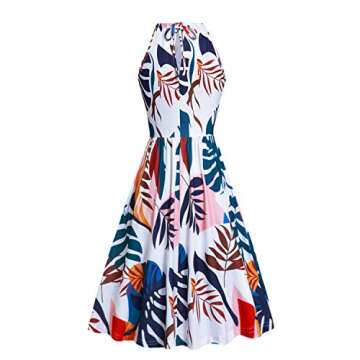 KILIG Women Sundress Halter Neck Beach Casual Summer Dresses Sleeveless with Pockets(A5-Floral,Large)