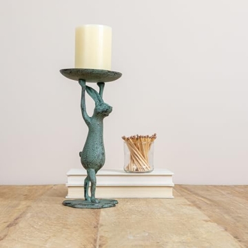 Charming Cast Iron Bunny Candle Holder for Spring Decor