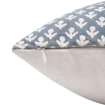 Fabritual Handloom Block Print Thick Cotton 18X18 Inch Throw Pillow Case Cushion Cover for Sofa, Couch and Bed, Fall Decoration, Farmhouse, Outdoor, Living Room, Boho Home Décor, Haryali, Blue