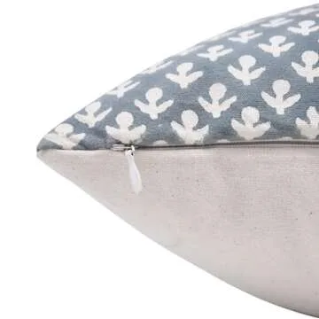 Fabritual Handloom Block Print Thick Cotton 18X18 Inch Throw Pillow Case Cushion Cover for Sofa, Couch and Bed, Fall Decoration, Farmhouse, Outdoor, Living Room, Boho Home Décor, Haryali, Blue