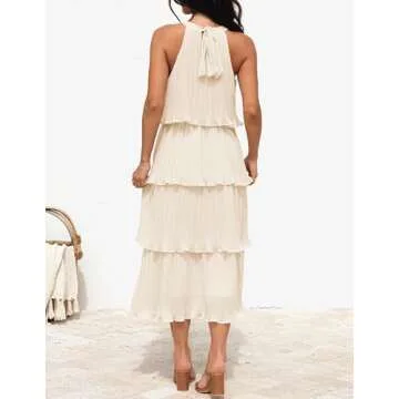 ZESICA Sleeveless Chiffon Midi Dress for Summer Elegance