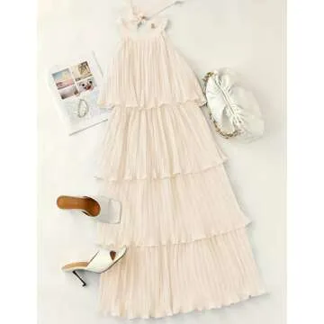 ZESICA Sleeveless Chiffon Midi Dress for Summer Elegance