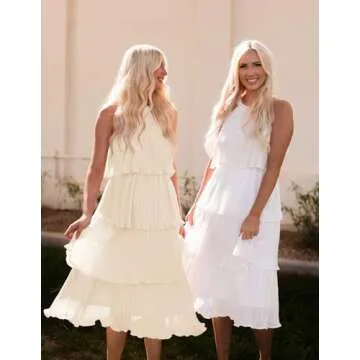 ZESICA Sleeveless Chiffon Midi Dress for Summer Elegance