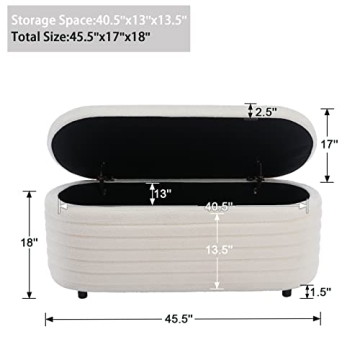 Stylish White Teddy Ottoman Bench with Hidden Storage