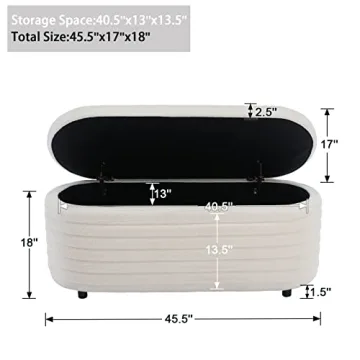 Stylish White Teddy Ottoman Bench with Hidden Storage