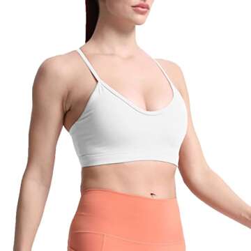 Aoxjox Women's Workout Y Sports Bras Fitness Backless Padded Trainning Active Gym Bra Yoga Crop Tank Top (White, X-Small)