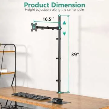 WALI Single Monitor Stand for 32-inch Screens