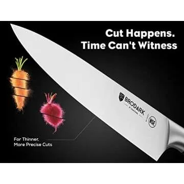 BRODARK Kitchen Knife Set with Block, Full Tang 15 Pcs Professional Chef Knife Set with Built-in Sharpener, Food Grade German Stainless Steel Knife Block Set, Steel-king Series