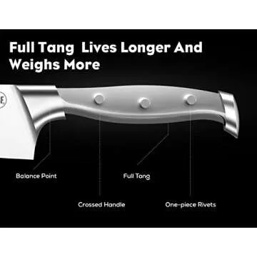 BRODARK Kitchen Knife Set with Block, Full Tang 15 Pcs Professional Chef Knife Set with Built-in Sharpener, Food Grade German Stainless Steel Knife Block Set, Steel-king Series