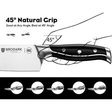 BRODARK Kitchen Knife Set with Block, Full Tang 15 Pcs Professional Chef Knife Set with Built-in Sharpener, Food Grade German Stainless Steel Knife Block Set, Steel-king Series