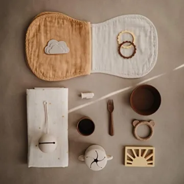 Mushie Organic Cotton Burp Cloths Set of 2 - Stylish & Absorbent