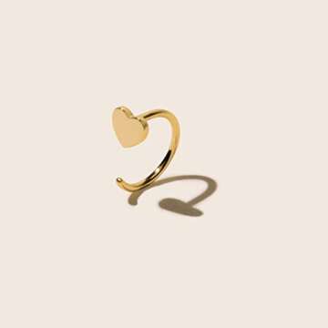 PAVOI 14K Gold Plated 925 Sterling Silver Huggie Half Hoop Earrings | Hypoallergenic Minimalist Tiny Cartilage Earring (Heart, Yellow Gold)