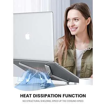 TRUDIN Portable Laptop Stand for Desk Adjustable Height Foldable Sturdy Aluminum Laptop Holder Riser Computer Stand, Compatible with 11 to 17 Inches Laptops for Home Office,Silver