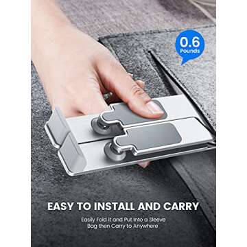 TRUDIN Portable Laptop Stand for Desk Adjustable Height Foldable Sturdy Aluminum Laptop Holder Riser Computer Stand, Compatible with 11 to 17 Inches Laptops for Home Office,Silver