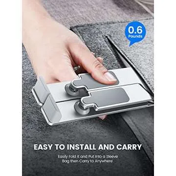 TRUDIN Portable Laptop Stand for Desk Adjustable Height Foldable Sturdy Aluminum Laptop Holder Riser Computer Stand, Compatible with 11 to 17 Inches Laptops for Home Office,Silver