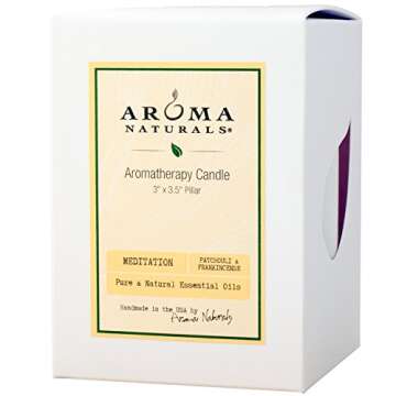 Aroma Naturals Patchouli and Frankincense Essential Oil White Scented Pillar Candle, Meditation, 3 i...