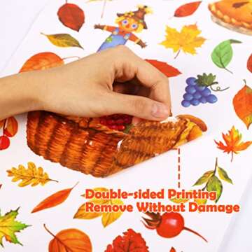 350PCS Fall Decor Thanksgiving Window Clings - Fall Decorations for Home Autumn Leaves Turkey Decals Party Supplies