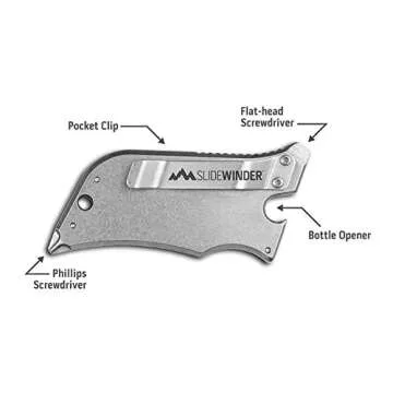 Outdoor Edge SlideWinder - Utility Knife Multitool with Standard Replaceable Razor Blade, Screwdrive...
