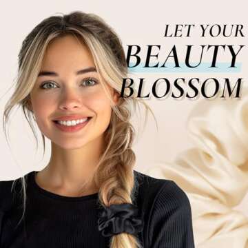 Zenssia Silk Scrunchies for Hair, Mulberry Silk Hair Ties for Women and Girls, No Damage Elastic Ponytail Holders（Black, 3 Pack）