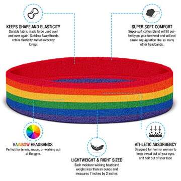Suddora Striped Sweatband Set, Moisture Wicking 2 Wristbands and 1 Headband, Breathable Athletic Swe...