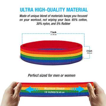 Suddora Striped Sweatband Set, Moisture Wicking 2 Wristbands and 1 Headband, Breathable Athletic Sweat Bands for Sports, Costumes & Cosplay, Rainbow Pride Bands for Events, Parades