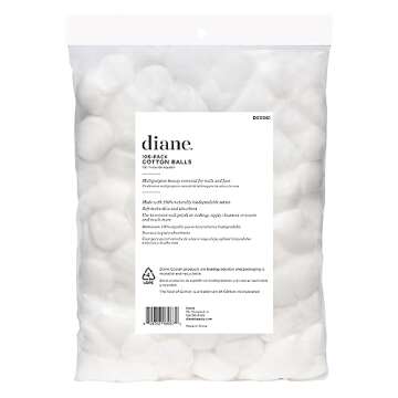 Diane 100% Pure Cotton Balls, 100 Count - Soft, Super Absorbent, Multipurpose Cotton Balls for Makeup Removal, Nail Polish, Applying Lotion or Powder, First-Aid for Everyday Household Use (Pack of 2)