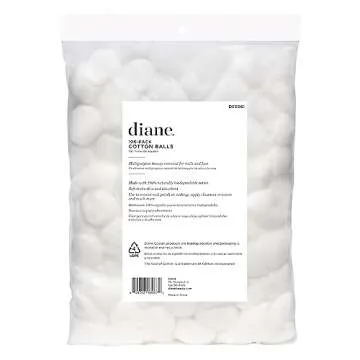 Diane 100% Pure Cotton Balls, 100 Count - Soft, Super Absorbent, Multipurpose Cotton Balls for Makeup Removal, Nail Polish, Applying Lotion or Powder, First-Aid for Everyday Household Use (Pack of 2)