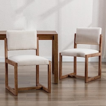 DUOMAY Beige Upholstered Dining Chairs Set of 2