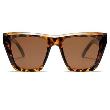 SOJOS Fashion Oversized Square Polarized Sunglasses for Women Trendy UV Protection Lens Womens Sunnies SJ2179, Leopard Frame/Brown Lens