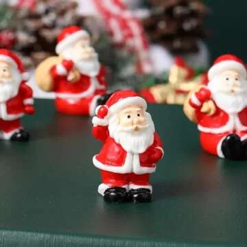 DOITOOL 12PCS Mini Santa Claus Figurines Miniature Christmas Figurines Resin Santa Figurines Christmas Miniatures Ornament Christmas Santa Claus Decorations for Xmas Party Supplies (Random Color)