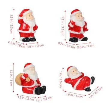 DOITOOL 12PCS Mini Santa Claus Figurines Miniature Christmas Figurines Resin Santa Figurines Christmas Miniatures Ornament Christmas Santa Claus Decorations for Xmas Party Supplies (Random Color)