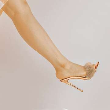 Richealnana Women's Elegant Fuzzy Feather Heels