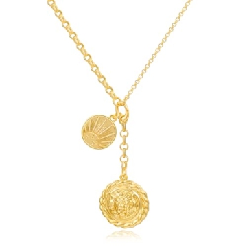 CLASSYZINT 18K Gold Plated Coin Lion Head Pendant Necklace - A Statement Piece for Every Occasion