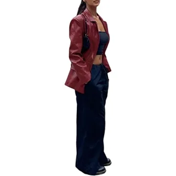 Chic NUFIWI Women Faux Leather Blazer for Versatile Style
