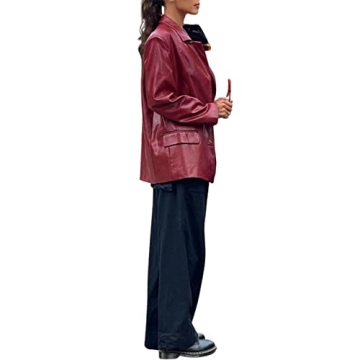 Chic NUFIWI Women Faux Leather Blazer for Versatile Style