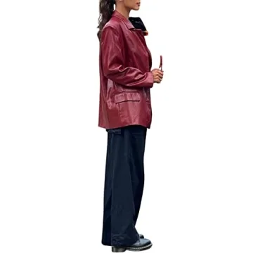 Chic NUFIWI Women Faux Leather Blazer for Versatile Style