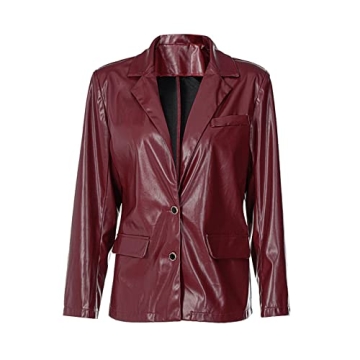 Chic NUFIWI Women Faux Leather Blazer for Versatile Style