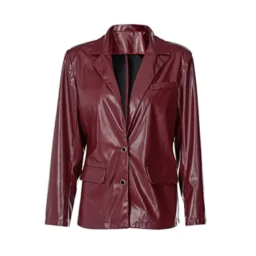 Chic NUFIWI Women Faux Leather Blazer for Versatile Style